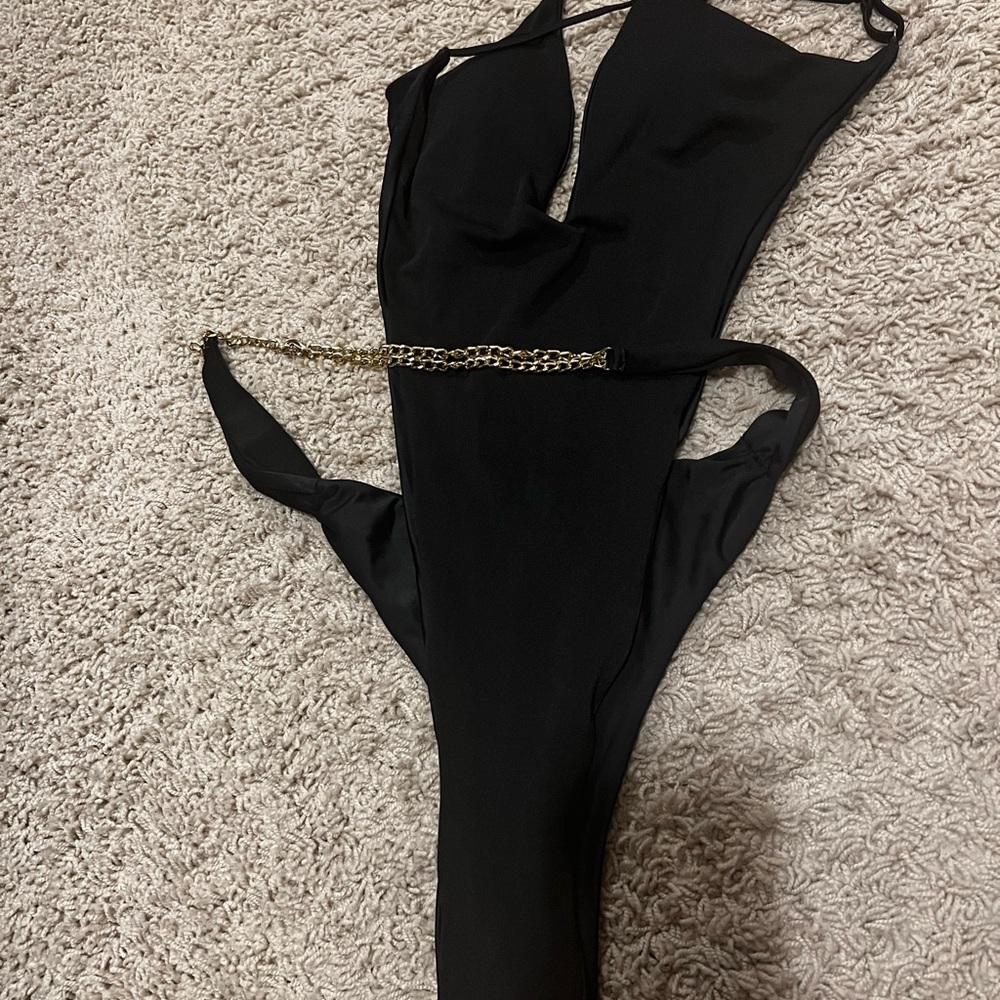 Sexy Black swimsuit with gold chains size Large